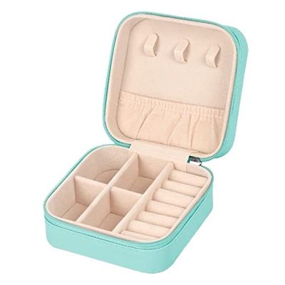 Multiple Compartments PU Leather Travel Jewelry Organizer Box Zipper Bag