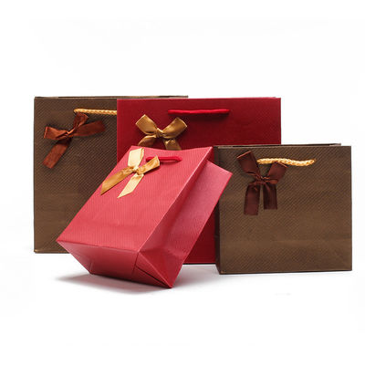 Twill Grain Tasteful Cardboard Paper Tote Gift Bags Jewelry Packaging Holder