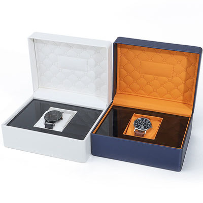 Soft Touch Lining PU Leather Watch Box Luxury Packaging with Sleek Wooden Internal
