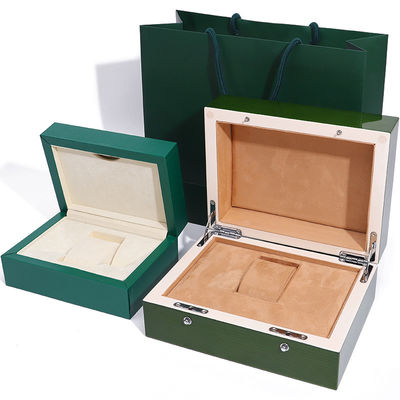 High End Green Wooden Watch Box for Luxury Gift Packaging with Flipped Tote Bag