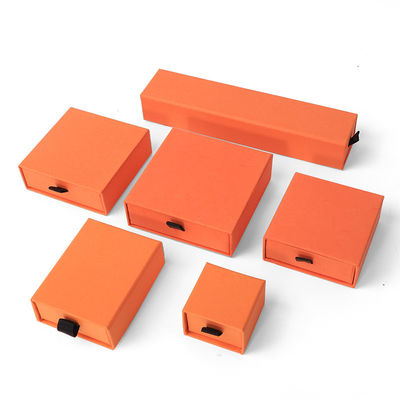 Rectangular jewellery Box Eco Friendly square paper orange drawer Jewelry Box