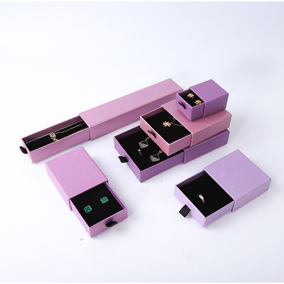 Rectangular jewellery Box Eco Friendly square paper purple drawer Jewelry Box