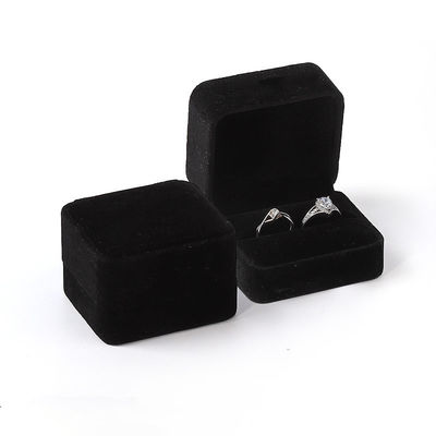 black Square Velvet Jewelry wedding ring packaging Jewellery Box