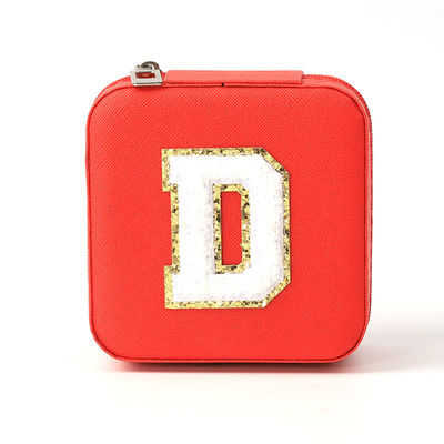 Portable Small Leather Red Jewelry Storage Box Overall Display
