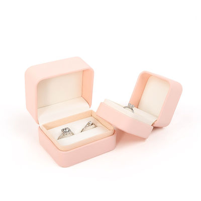 Square pink Velvet Jewelry wedding ring Box customizable Jewellery Box packaging