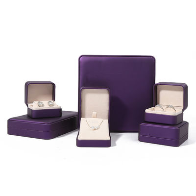 Premium Square Purple Pu Leather Jewelry Box for Jewelry Set
