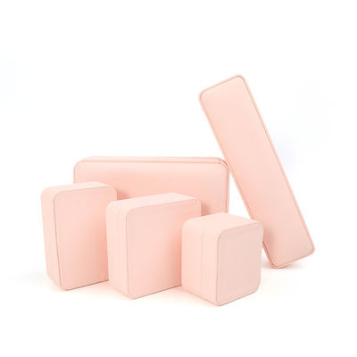 Customizable Premium Pink Leather Jewelry Box For Rings Storage
