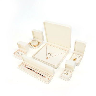 OEM ODM Handmade Square White Leather Jewellery Box For Necklace Bracelet Earrings Ring Packaging