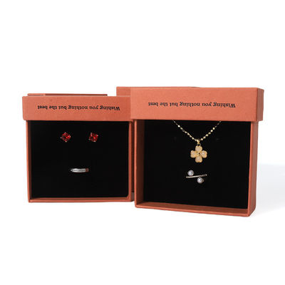 China manufacturing wholesale high quality Necklace Earring Bracelet ring box Jewellery packaging Personalized Custom Eco Friendly Cardboard Paper orange Drawer Jewelry Box with logo