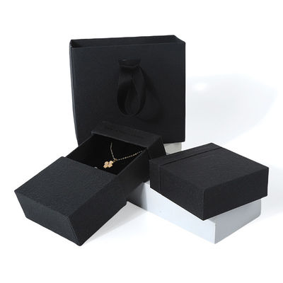 China manufacturing wholesale high quality Necklace Earring Bracelet ring box Jewellery packaging Personalized Custom Eco Friendly Cardboard Paper black Drawer Jewelry Box with logo