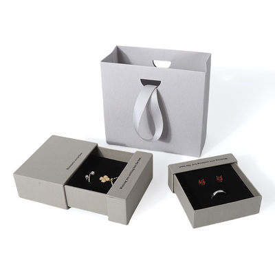 China manufacturing wholesale high quality Necklace Earring Bracelet ring box Jewellery packaging Personalized Custom Eco Friendly Cardboard Paper gray Drawer Jewelry Box with logo