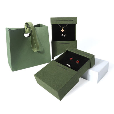 China manufacturing wholesale high quality Necklace Earring Bracelet ring box Jewellery packaging Personalized Custom Eco Friendly Cardboard Paper green Drawer Jewelry Box with logo
