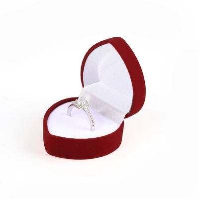 customizable hign end heart shape velvet red jewelry ring box for Valentine's Day