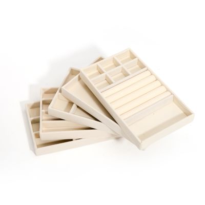 customizable Luxury beige Velvet Jewelry Trays OEM Jewellery Trays display for ring bracelet Necklace