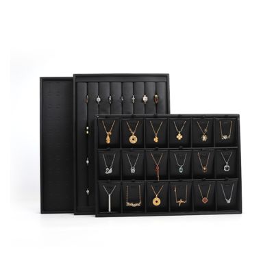 customizable Luxury black leather Jewelry Trays OEM Jewellery Trays display for ring bracelet Necklace