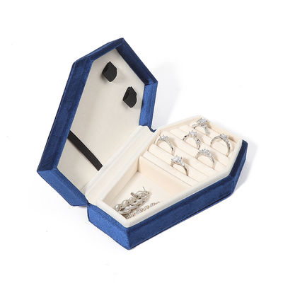Custom Organizer Storage blue velvet Jewelry Travel Box OEM Christmas jewelry gift box