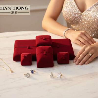 elegant double door jewelry box hign end red velvet jewellery box with logo