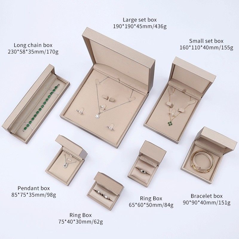 Off White Elegant Soft Faux Leather Jewelry Storage Box Package Custom Color