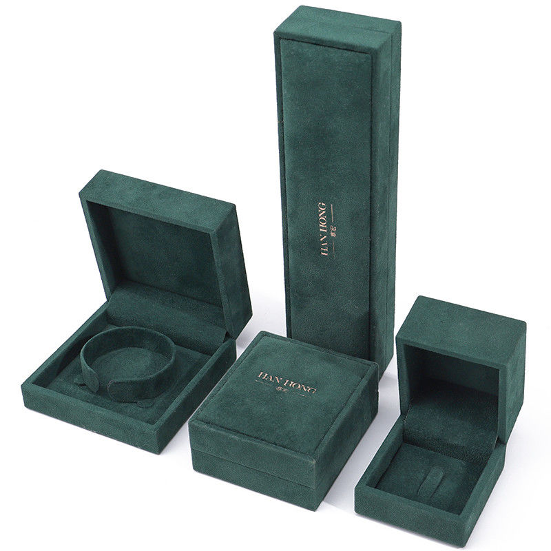hign quality velvet Jewellery Box handmade square Dark green Velvet Jewelry Box for Necklace Bracelet Ring