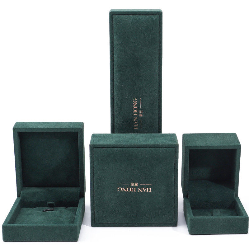 hign quality velvet Jewellery Box handmade square Dark green Velvet Jewelry Box for Necklace Bracelet Ring