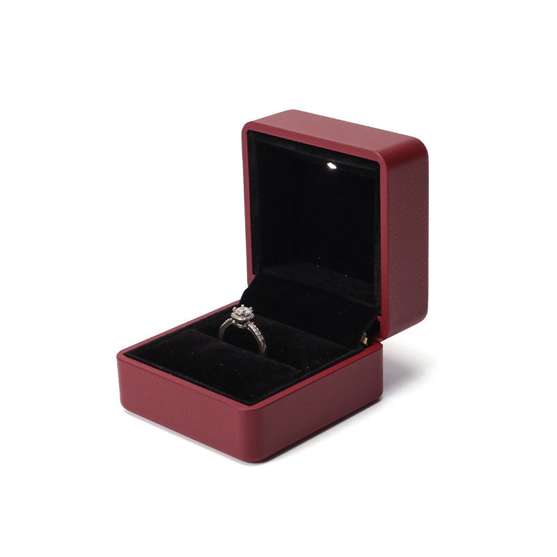 Custom Logo Silk Screen Print LED Jewelry Bag with Light and Hanhong Date Red Leather