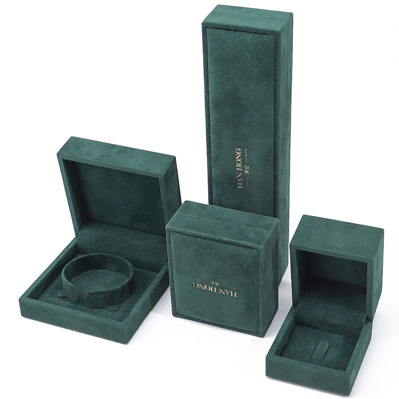 hign quality velvet Jewellery Box handmade square Dark green Velvet Jewelry Box for Necklace Bracelet Ring