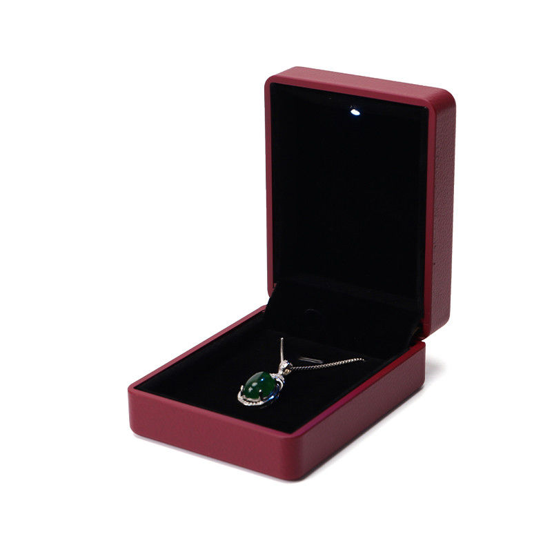 Custom Logo Silk Screen Print LED Jewelry Bag with Light and Hanhong Date Red Leather