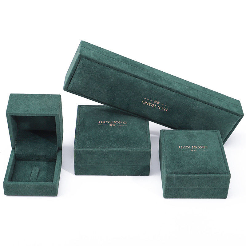hign quality velvet Jewellery Box handmade square Dark green Velvet Jewelry Box for Necklace Bracelet Ring