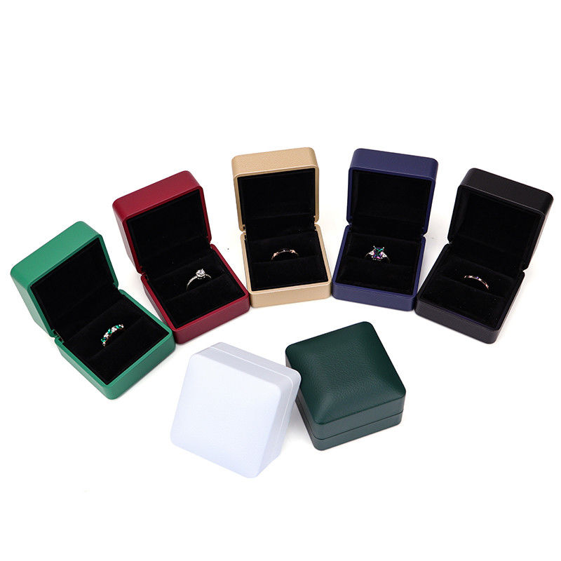 Custom Logo Silk Screen Print LED Jewelry Bag with Light and Hanhong Date Red Leather