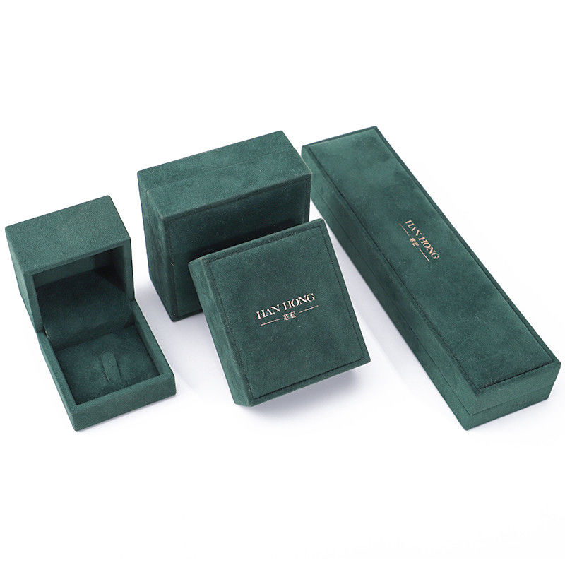hign quality velvet Jewellery Box handmade square Dark green Velvet Jewelry Box for Necklace Bracelet Ring
