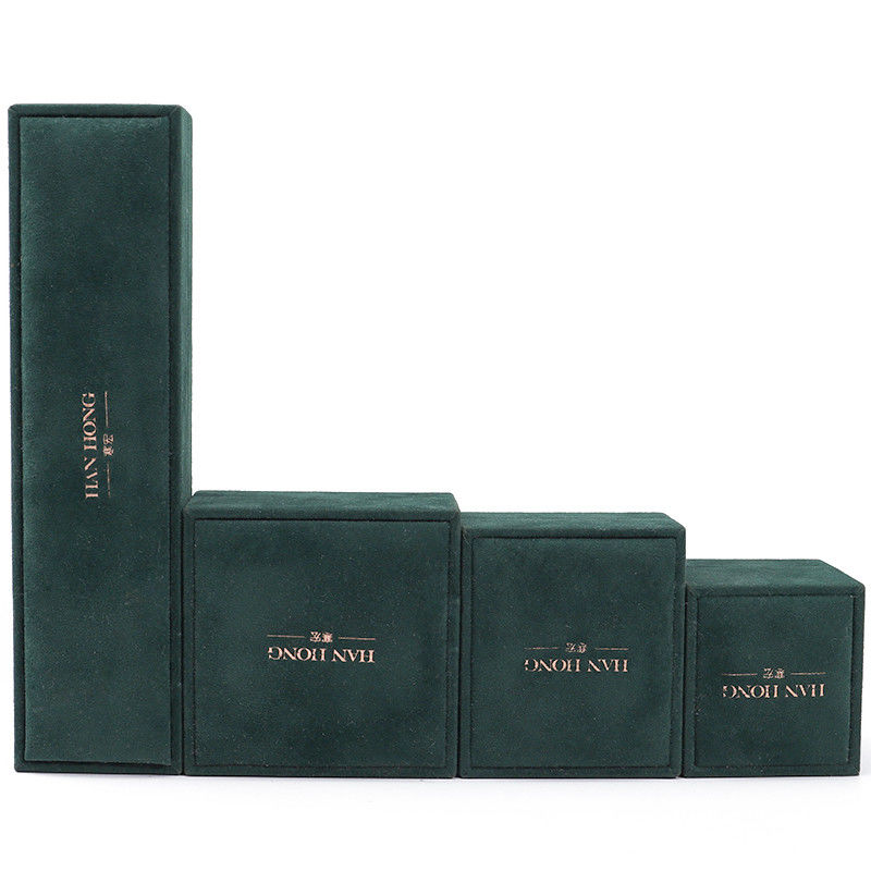 hign quality velvet Jewellery Box handmade square Dark green Velvet Jewelry Box for Necklace Bracelet Ring
