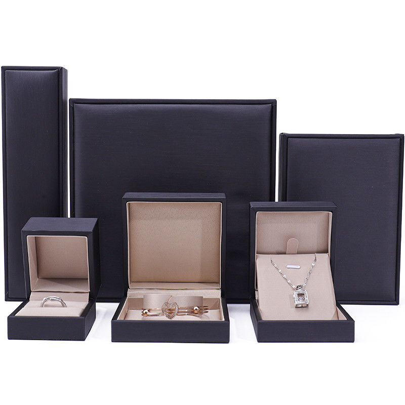 Custom Logo Nobel Sleek PU Leather Jewelry Packaging Box With Soft Velvet Lining