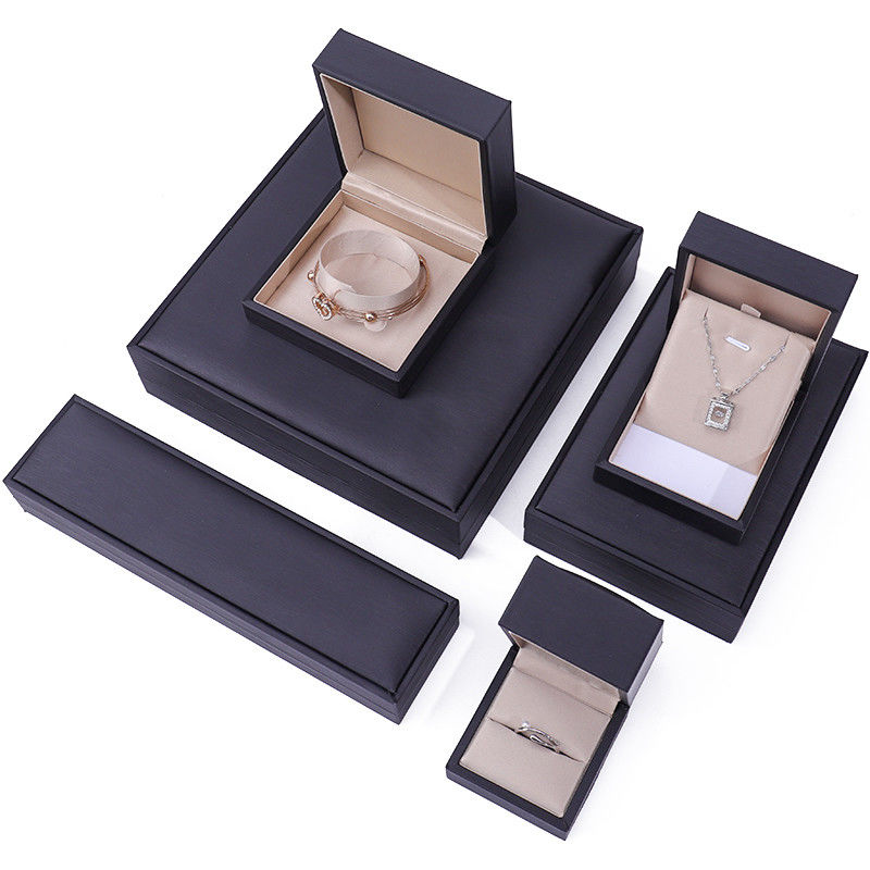 Custom Logo Nobel Sleek PU Leather Jewelry Packaging Box With Soft Velvet Lining
