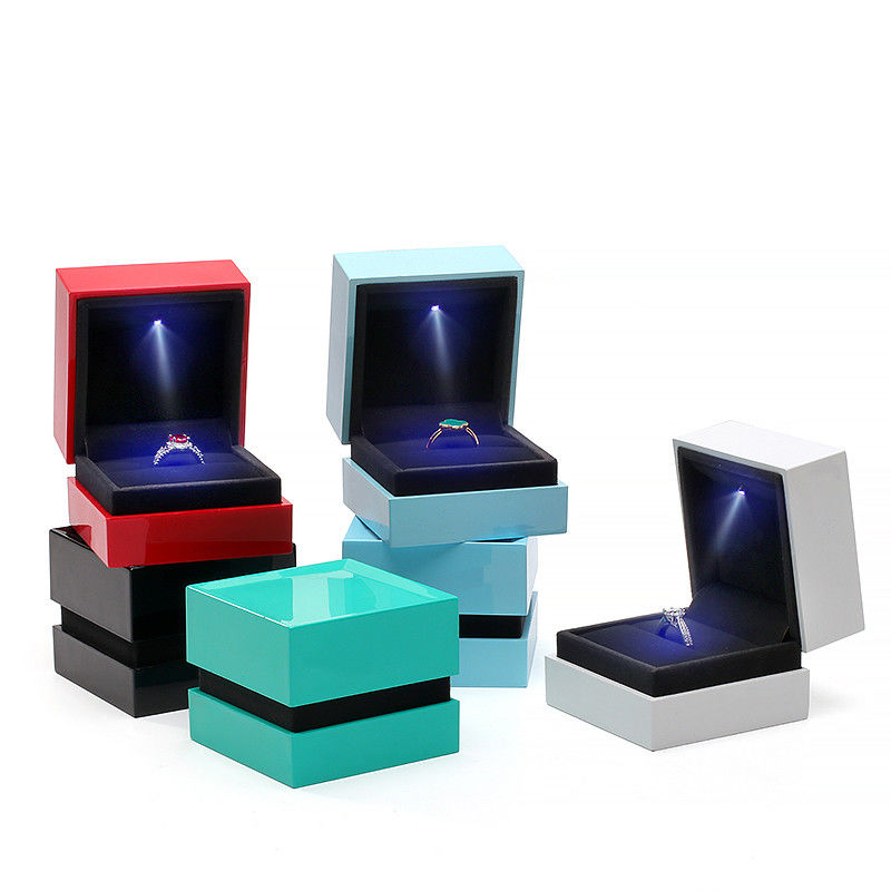 Hanhong Square Spray Paint Multicolor Jewelry Box with Light and Silk Screen Printing