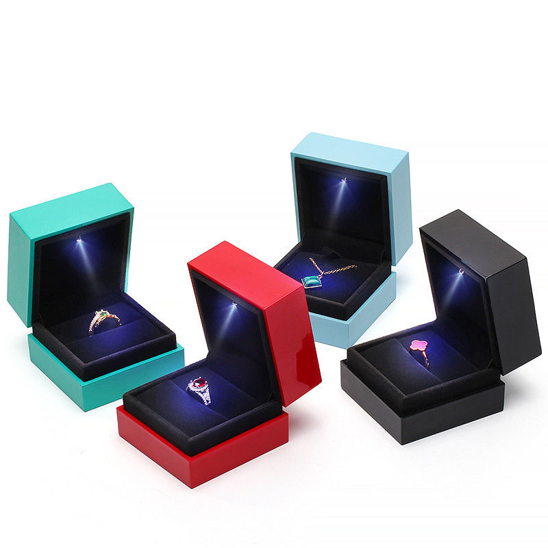 Hanhong Square Spray Paint Multicolor Jewelry Box with Light and Silk Screen Printing