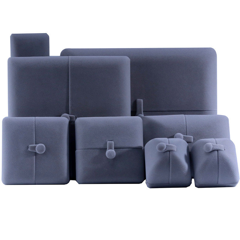 elegant double door jewelry box hign end gray velvet jewellery box with logo