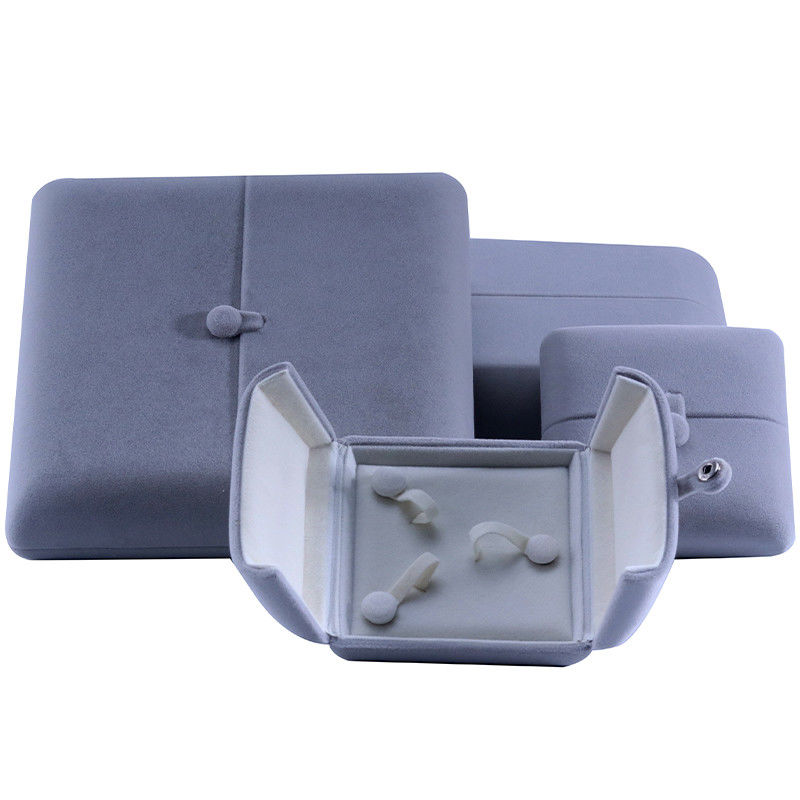 elegant double door jewelry box hign end gray velvet jewellery box with logo
