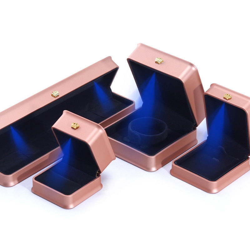 Custom Luxury Crown Jewelry Packaging Box with LED Light and Plastic Velvet Material