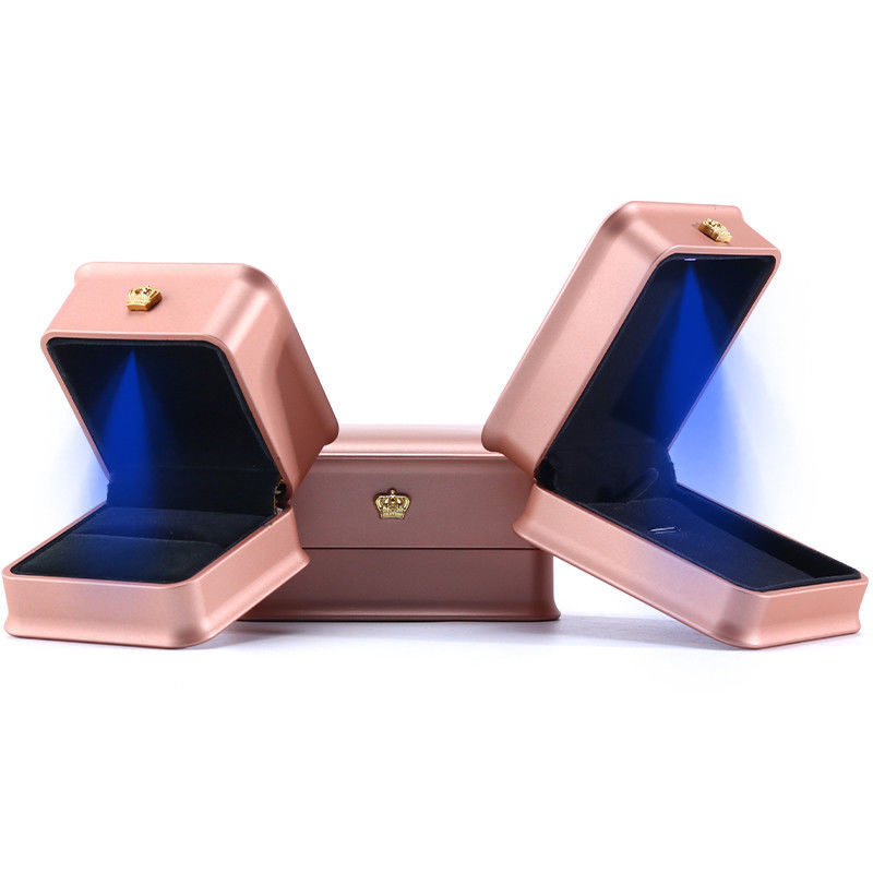 Custom Luxury Crown Jewelry Packaging Box with LED Light and Plastic Velvet Material