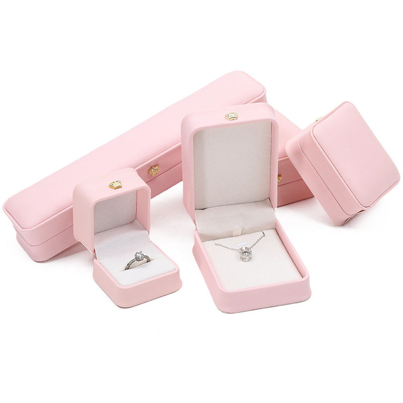 10*10*5cm Pink Leather Jewelry Box for Crown Bracelets Pendants and Rings Custom Logo