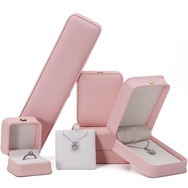 10*10*5cm Pink Leather Jewelry Box for Crown Bracelets Pendants and Rings Custom Logo