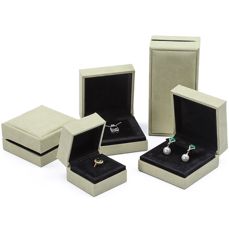 OEM Grey Yellow Soft Velvet Jewelry Box Set For Ear Stud Ring Pendant Packaging