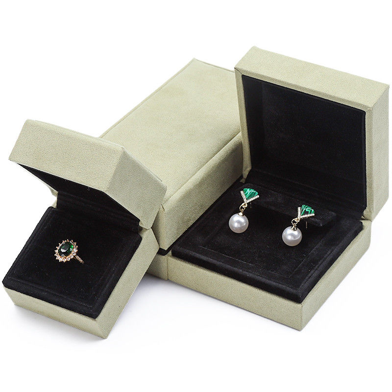 OEM Grey Yellow Soft Velvet Jewelry Box Set For Ear Stud Ring Pendant Packaging