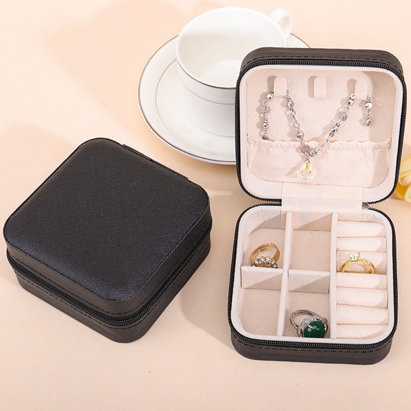 Floating Effect PU Leather Jewelry Box , Zipper Travel Jewellery Case Multi Function