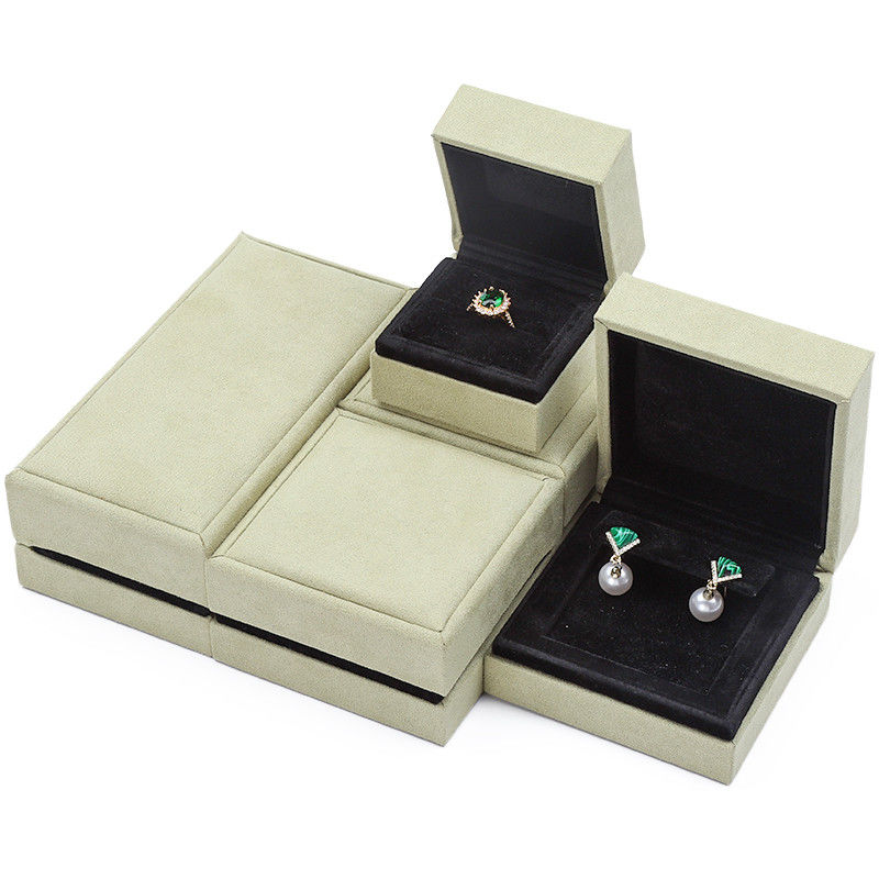 OEM Grey Yellow Soft Velvet Jewelry Box Set For Ear Stud Ring Pendant Packaging