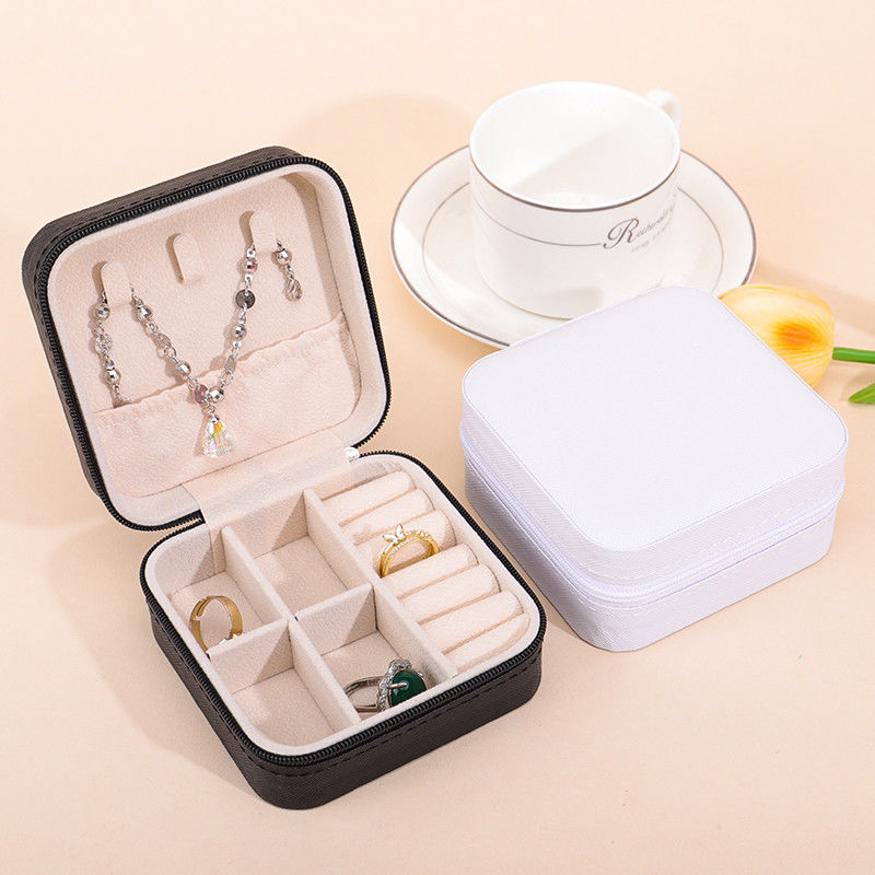 Floating Effect PU Leather Jewelry Box , Zipper Travel Jewellery Case Multi Function