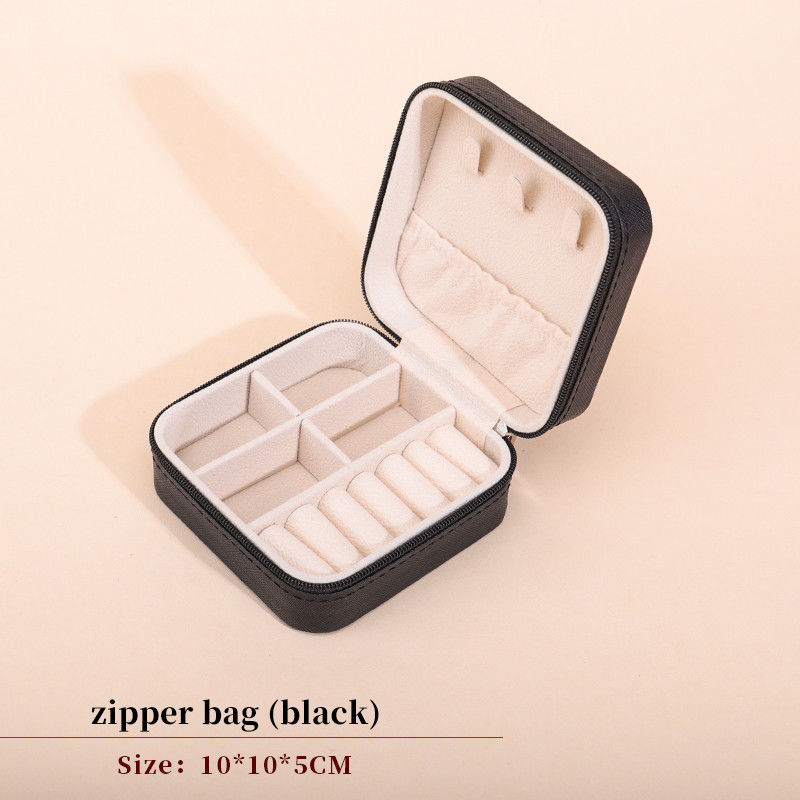 Floating Effect PU Leather Jewelry Box , Zipper Travel Jewellery Case Multi Function