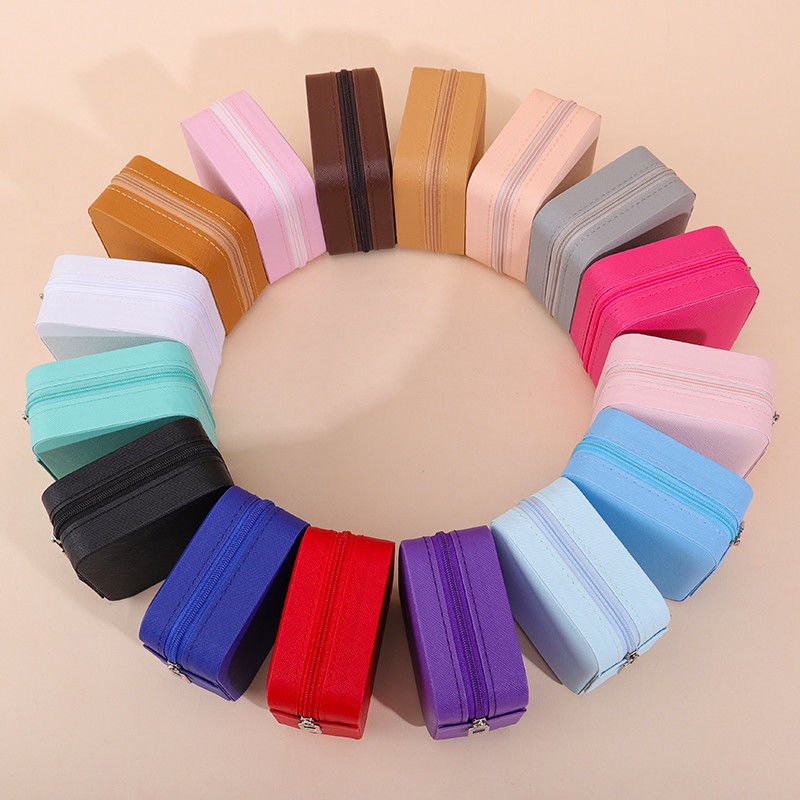 Floating Effect PU Leather Jewelry Box , Zipper Travel Jewellery Case Multi Function