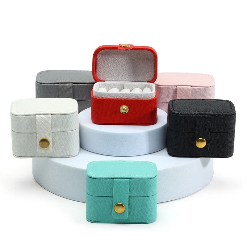 Leather Jewelry Case Portable Mini Travel Organizer for Ring Earring Necklace Storage