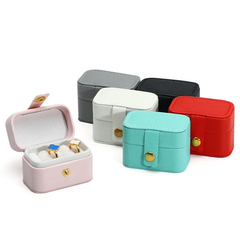 Leather Jewelry Case Portable Mini Travel Organizer for Ring Earring Necklace Storage